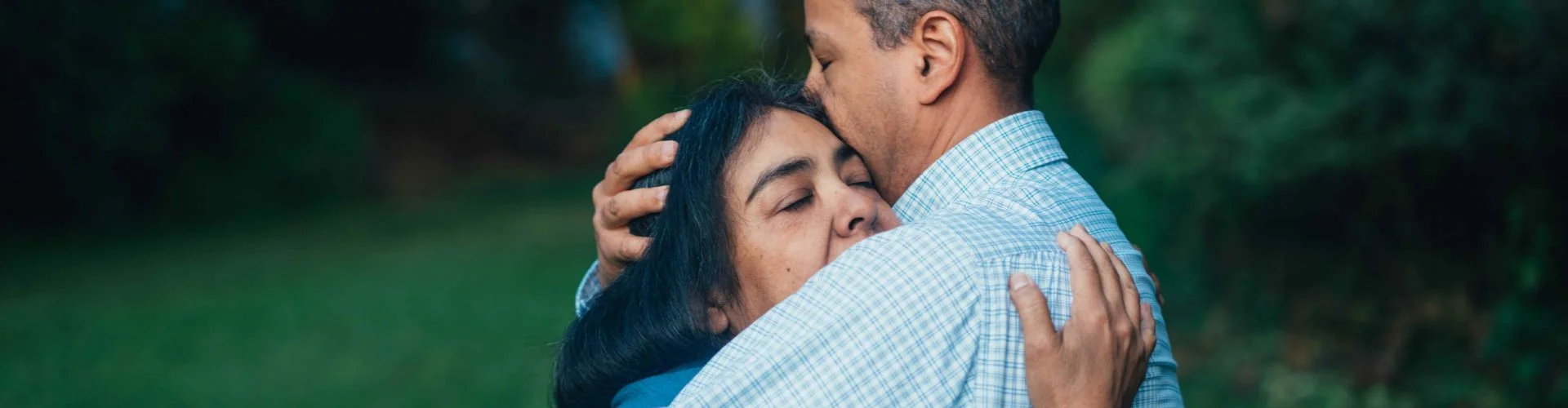 woman and man hugging