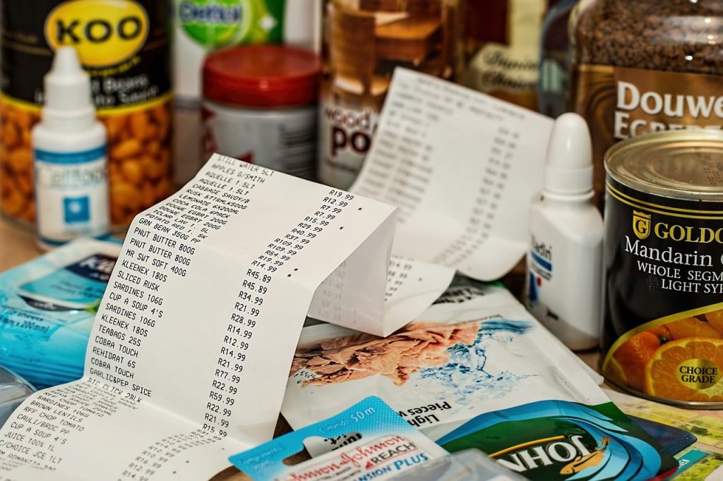 A receipt with groceries