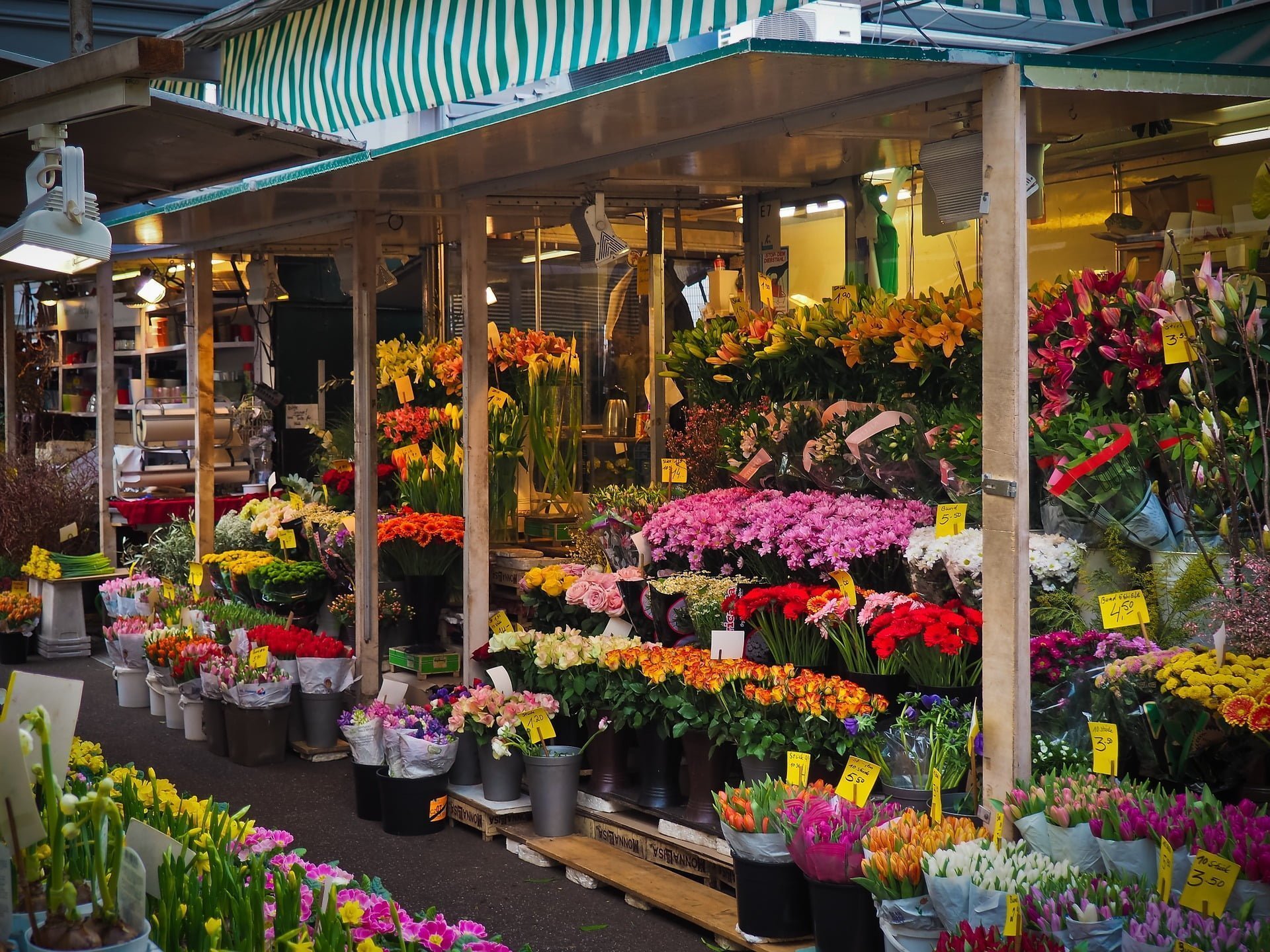 A flower market. 