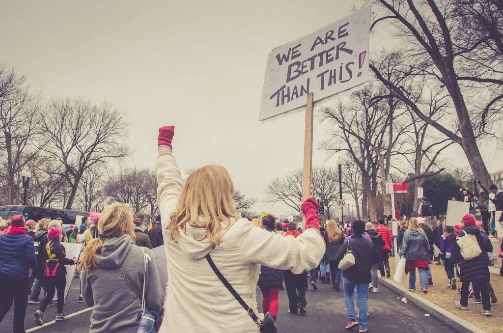 woman at a rally