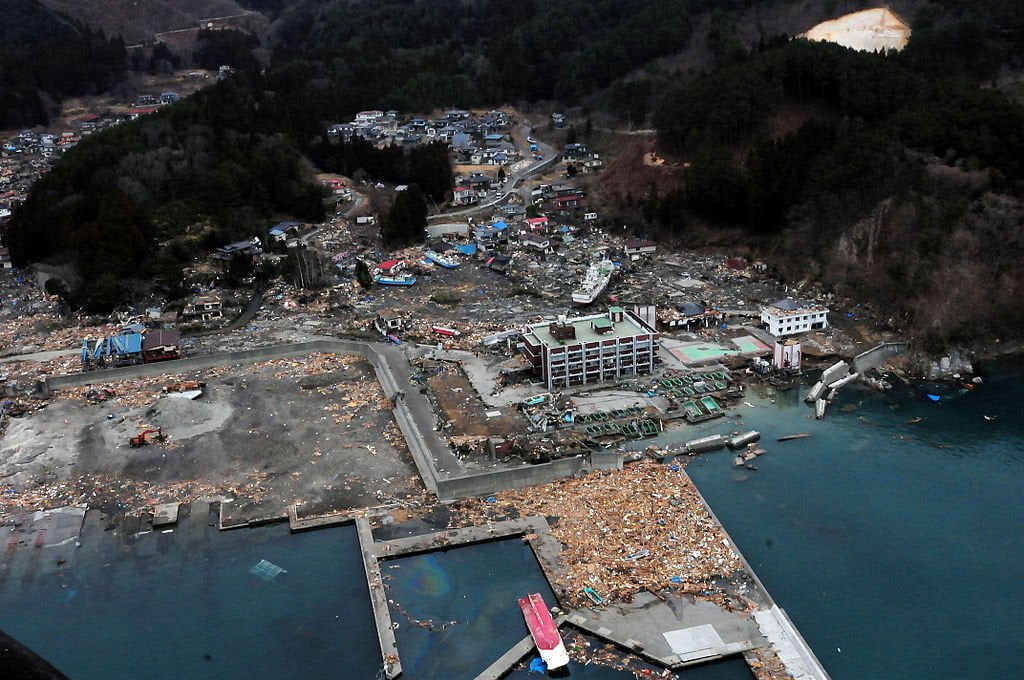 Damage to Otsuchi after the earthquake and tsunami;