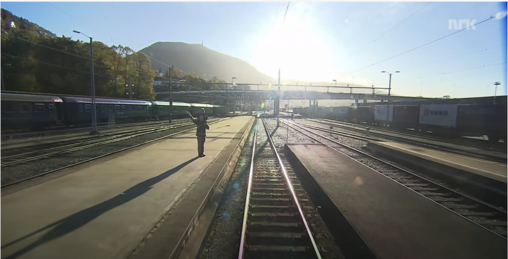 screen capture of NRK2 train ride